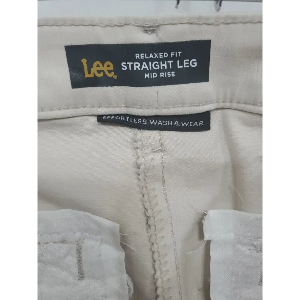Lee Chino Pants‎ Relax Fit Women 12 Straight Leg Mid Rise Workwear Beige Khaki
